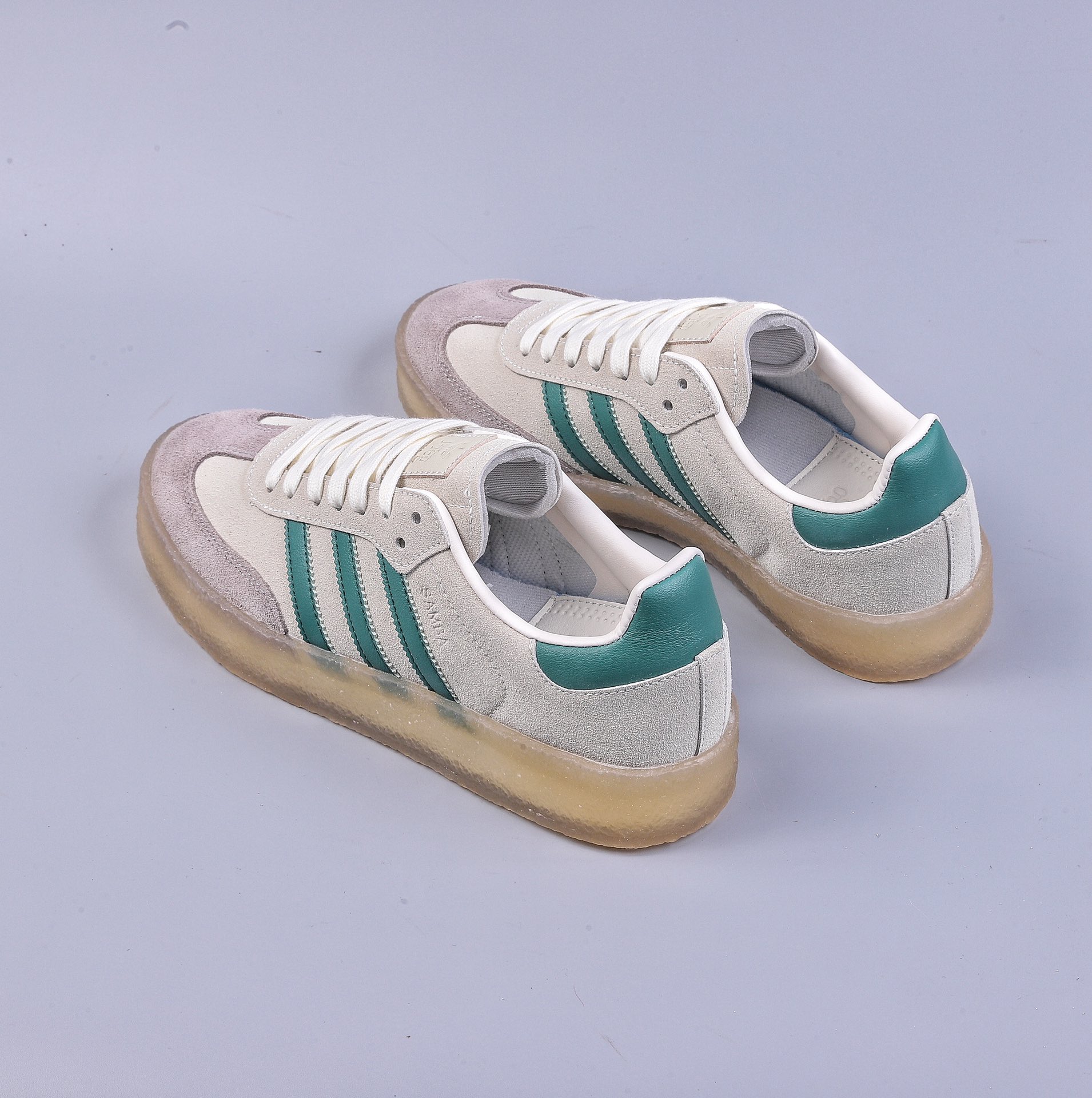 Kith x Clarks x Adidas Originals Samba 8th Street three-party joint beige green samba training shoes ID7297