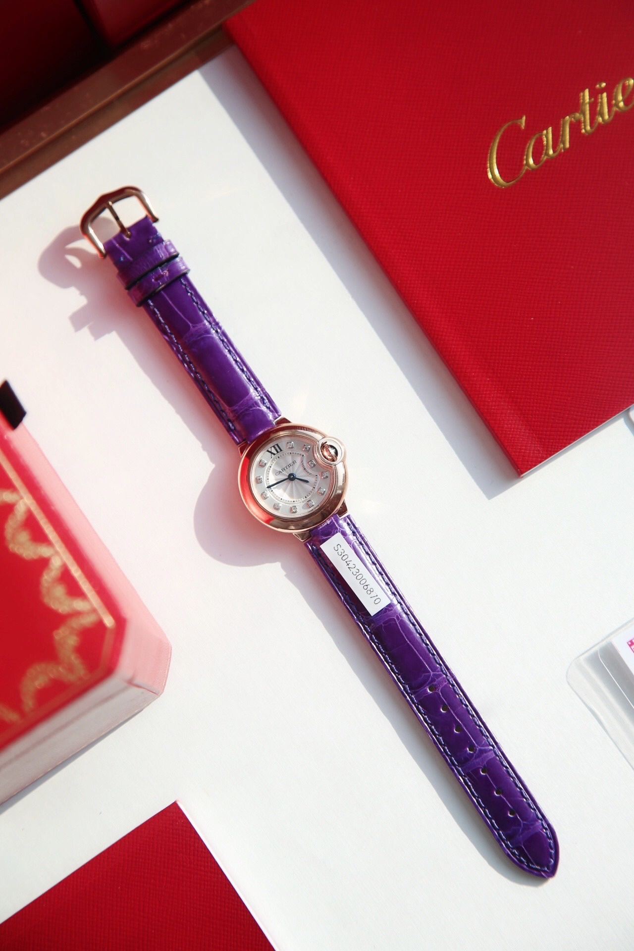 NO:765633,Cartier rose gold purple,cartier19860909卡地亚 玫瑰金紫色,,cartier,Watch