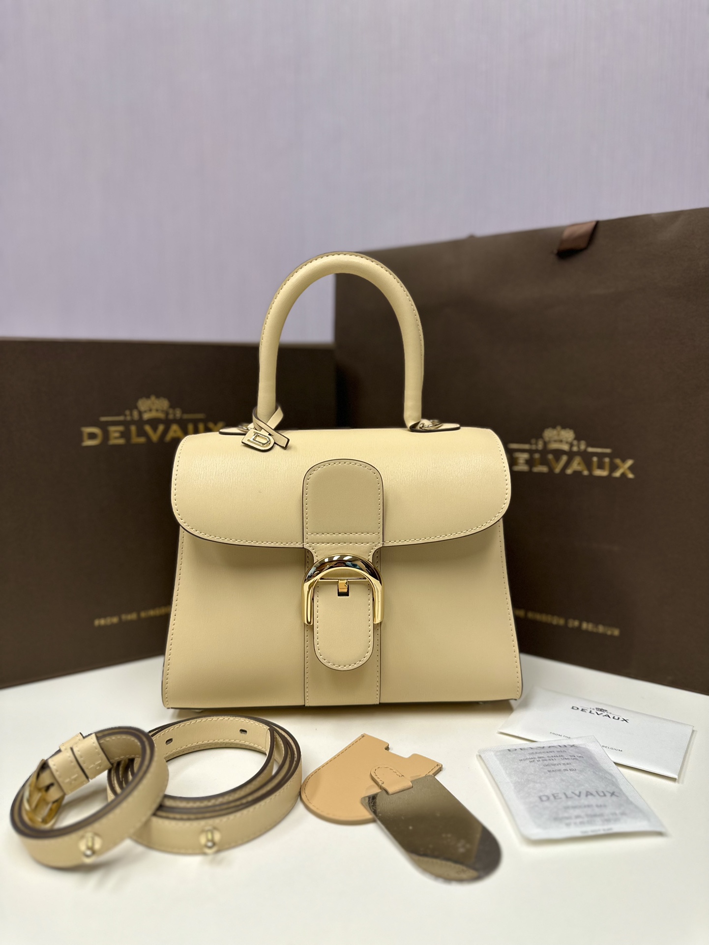 德尔沃新尺码PM新色沙丘色比利时皇家御用品牌顶级原单Delvaux新版双环brillantbox皮现货️
