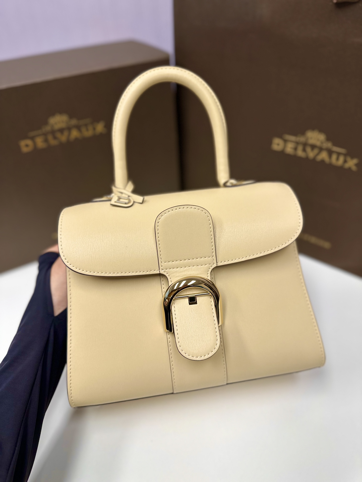 德尔沃新尺码PM新色沙丘色比利时皇家御用品牌顶级原单Delvaux新版双环brillantbox皮现货️