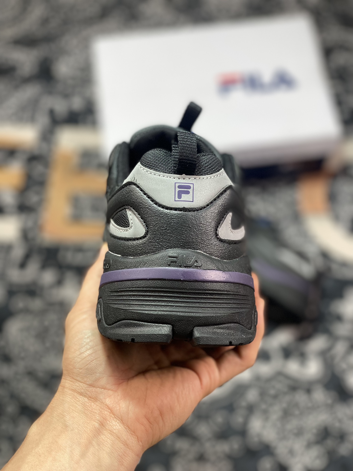 FILA FUSION COLLINA Colina series hill low-top sneakers ”Black Midnight Blue Purple” F12W312117FDB