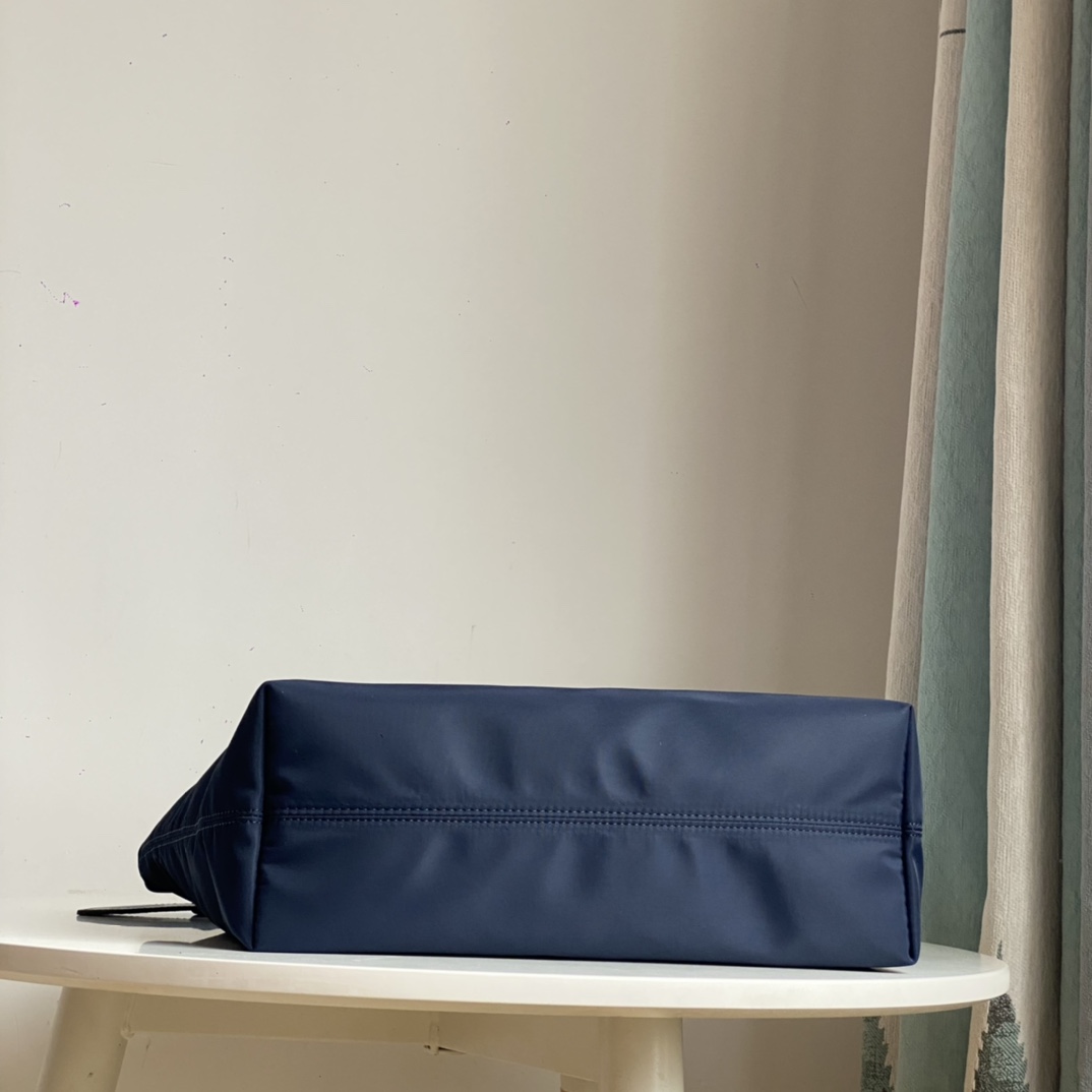 Navy Blue Nylon and Leather Tote Bag - Bag 6