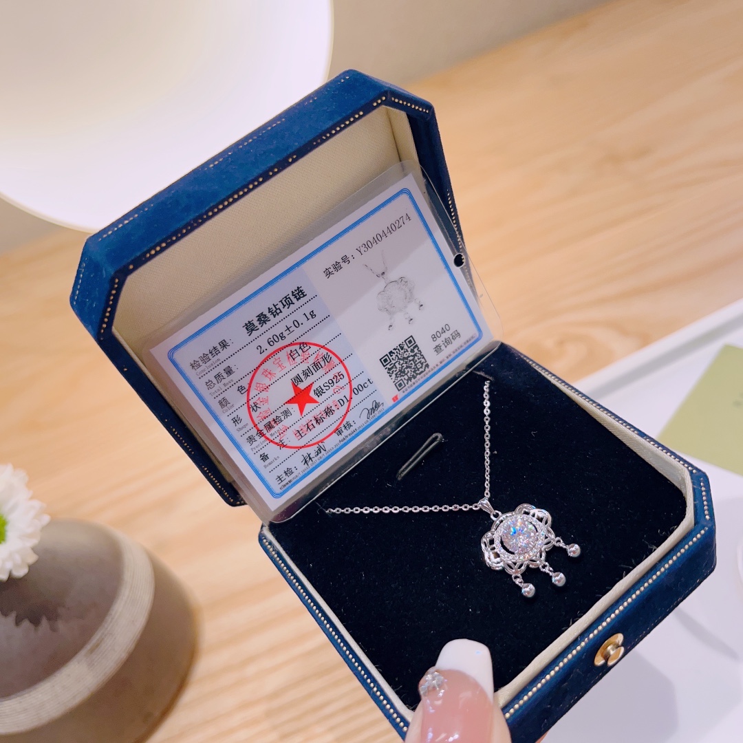 S925 Sterling Silver Moissanite Necklace Pure Travel Gold