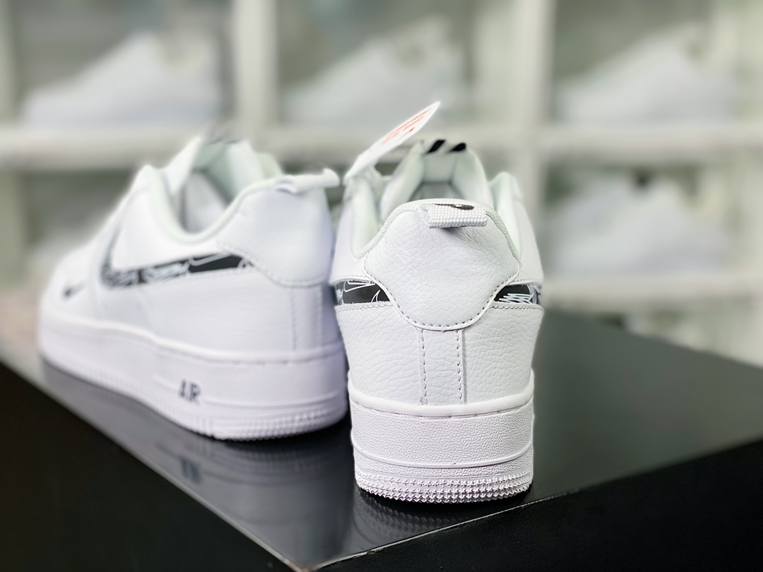 Air Force 1 '07 LV8 Low Premium ”Cut Out/White/Blue Mini Swoosh” Air Force One Sneakers ”Leather White Black Multi-Hook 3M Hook” FB8971-100