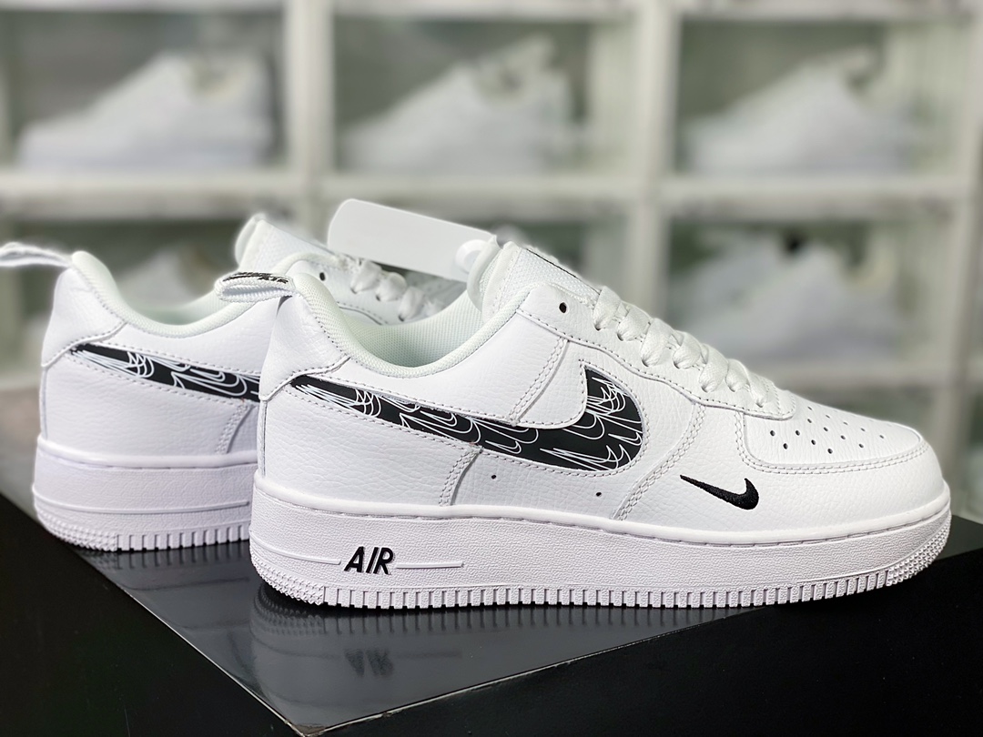 220 Air Force 1 ′07 LV8 Low Premium"Cut Out/White/Blue Mini Swoosh"空军一号板鞋“皮革白黑多小钩3M钩”FB8971-100