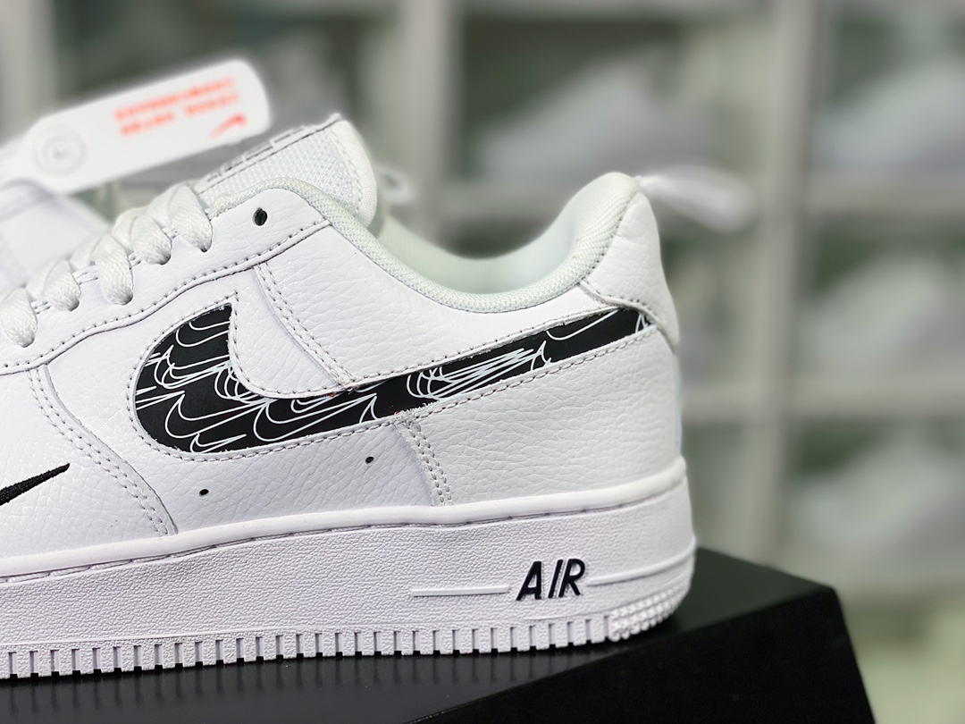 220 Air Force 1 ′07 LV8 Low Premium"Cut Out/White/Blue Mini Swoosh"空军一号板鞋“皮革白黑多小钩3M钩”FB8971-100