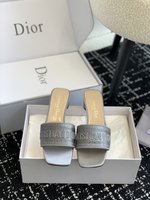 Dior Shoes Slippers Brand Designer Replica
 Embroidery Genuine Leather Silk