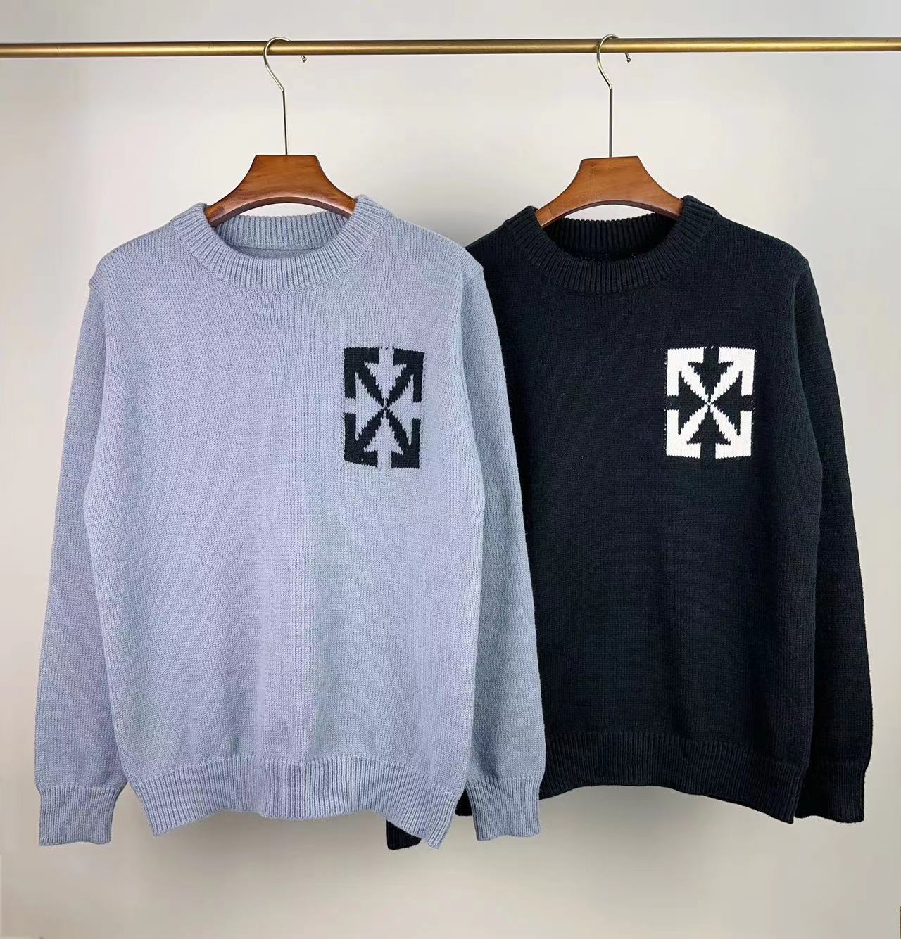 Off-White Clothing Knit Sweater Sweatshirts Black Blue White Knitting