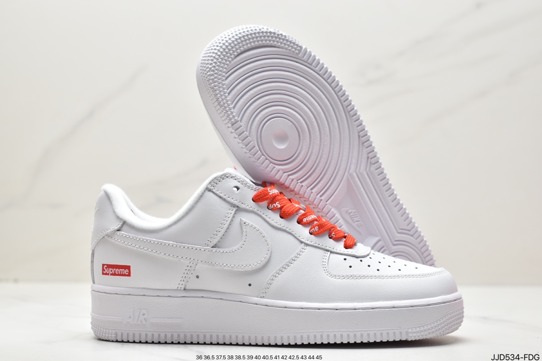 Supreme x 【Nike】 Air Force 1 Low'07”White” Air Force One Sneakers ”Joint White and Red LOGO” CU9225-100