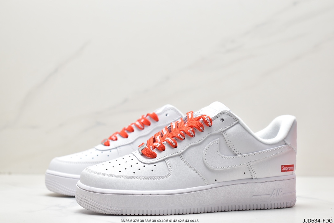 Supreme x 【Nike】 Air Force 1 Low'07”White” Air Force One Sneakers ”Joint White and Red LOGO” CU9225-100