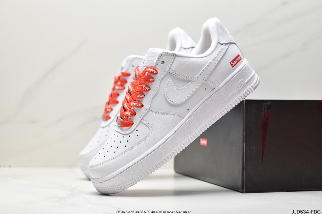 Supreme x 【Nike】 Air Force 1 Low'07”White” Air Force One Sneakers ”Joint White and Red LOGO” CU9225-100