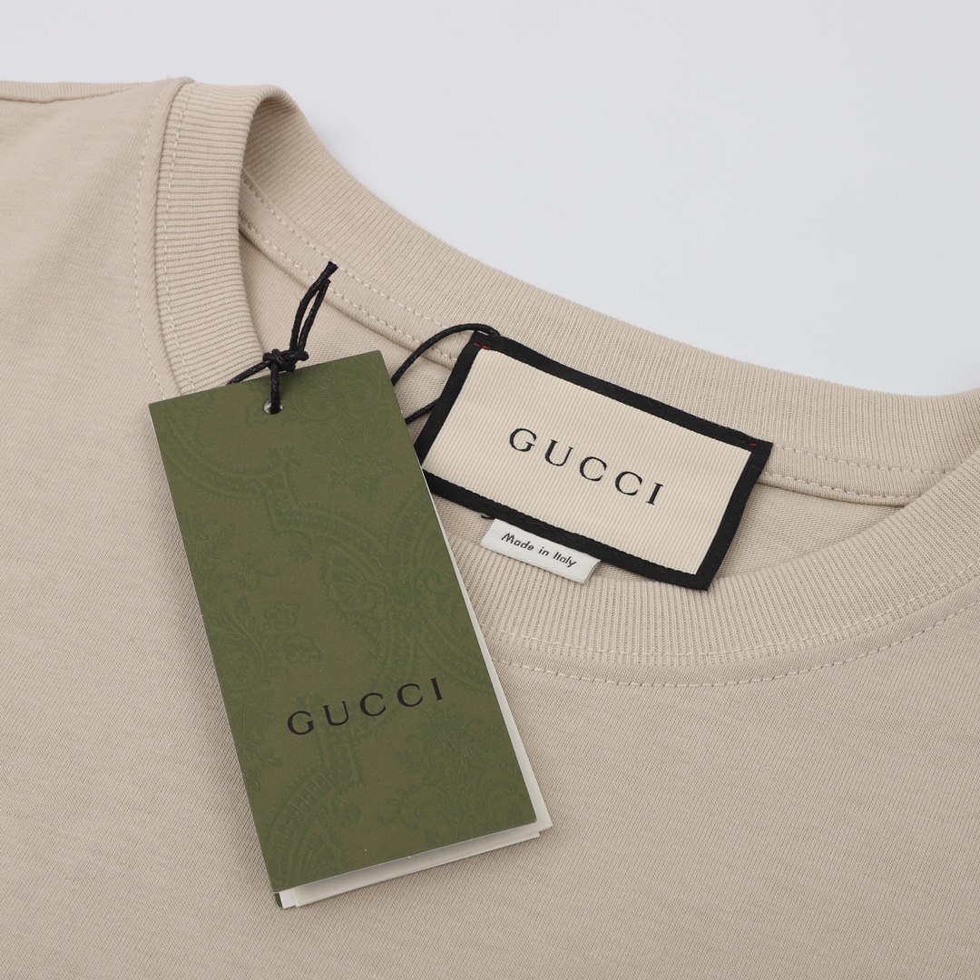 160 GUCCI/古驰 双G条纹logo标语情侣款短袖