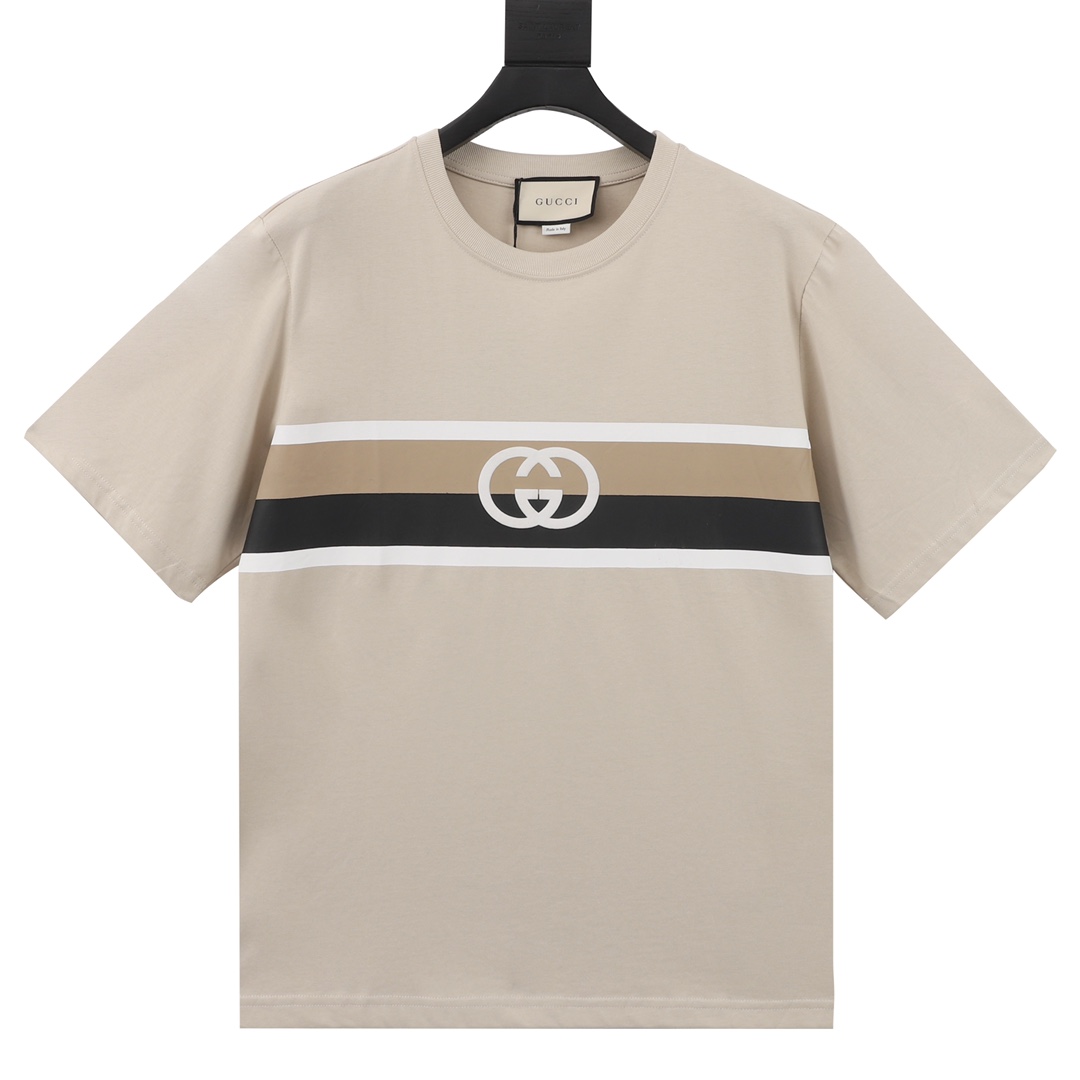 160 GUCCI/古驰 双G条纹logo标语情侣款短袖