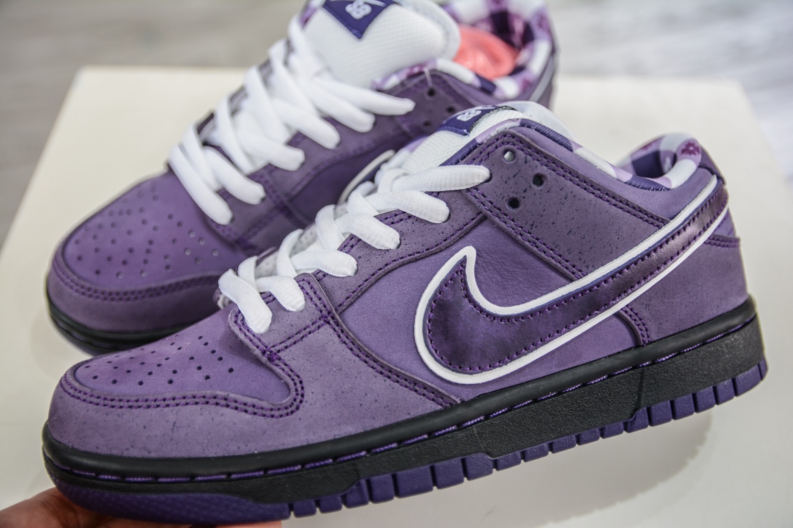 AY version shipped Concepts x Nike SB Dunk Low Purple Lobster BV13130-555