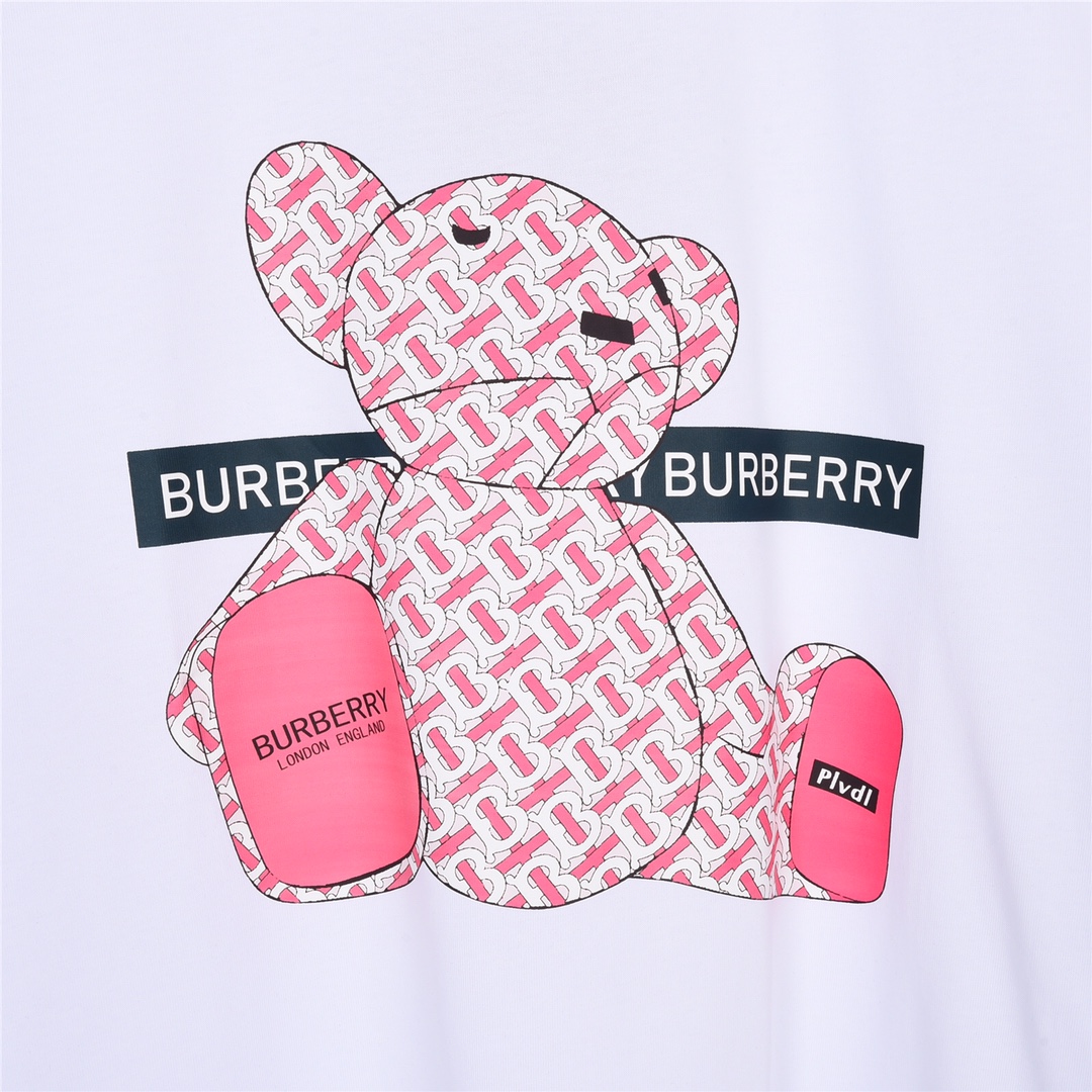 160 Burberry/巴宝莉 23SS夏季新款粉色小熊印花短袖