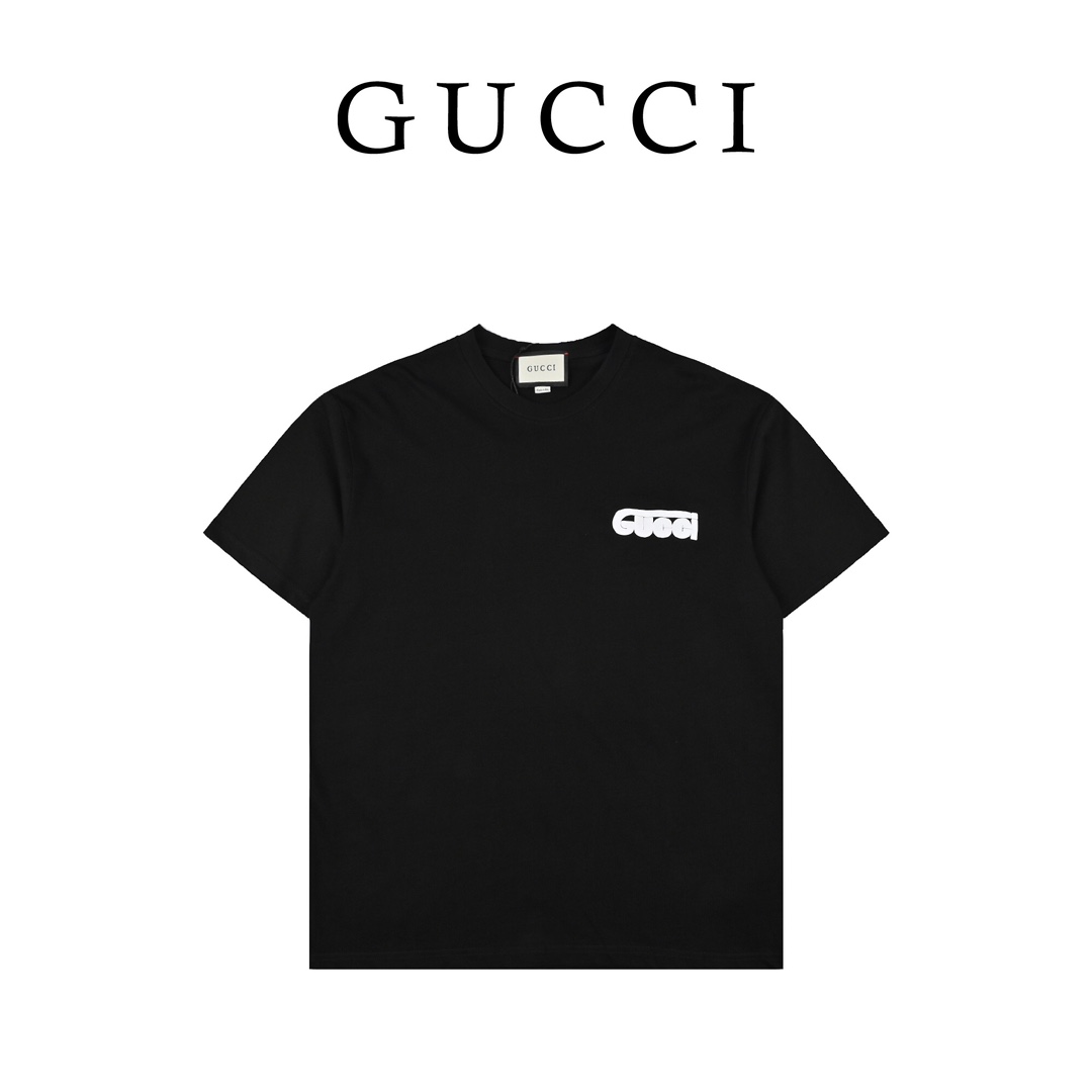 160 Gucci古驰字母发泡胶印logo情侣款短袖