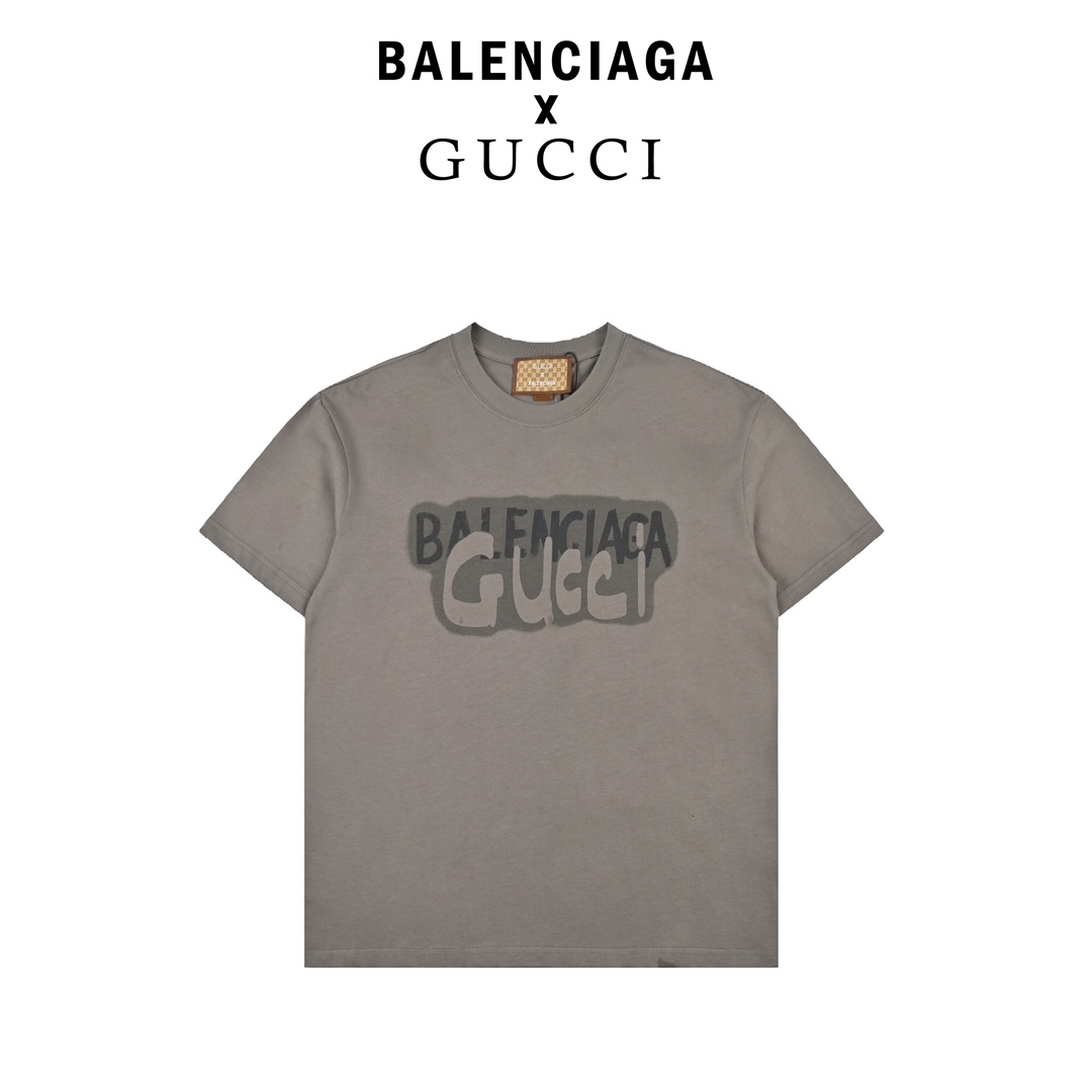 160 Balenciaga联名Gucci双字母直喷工艺短袖