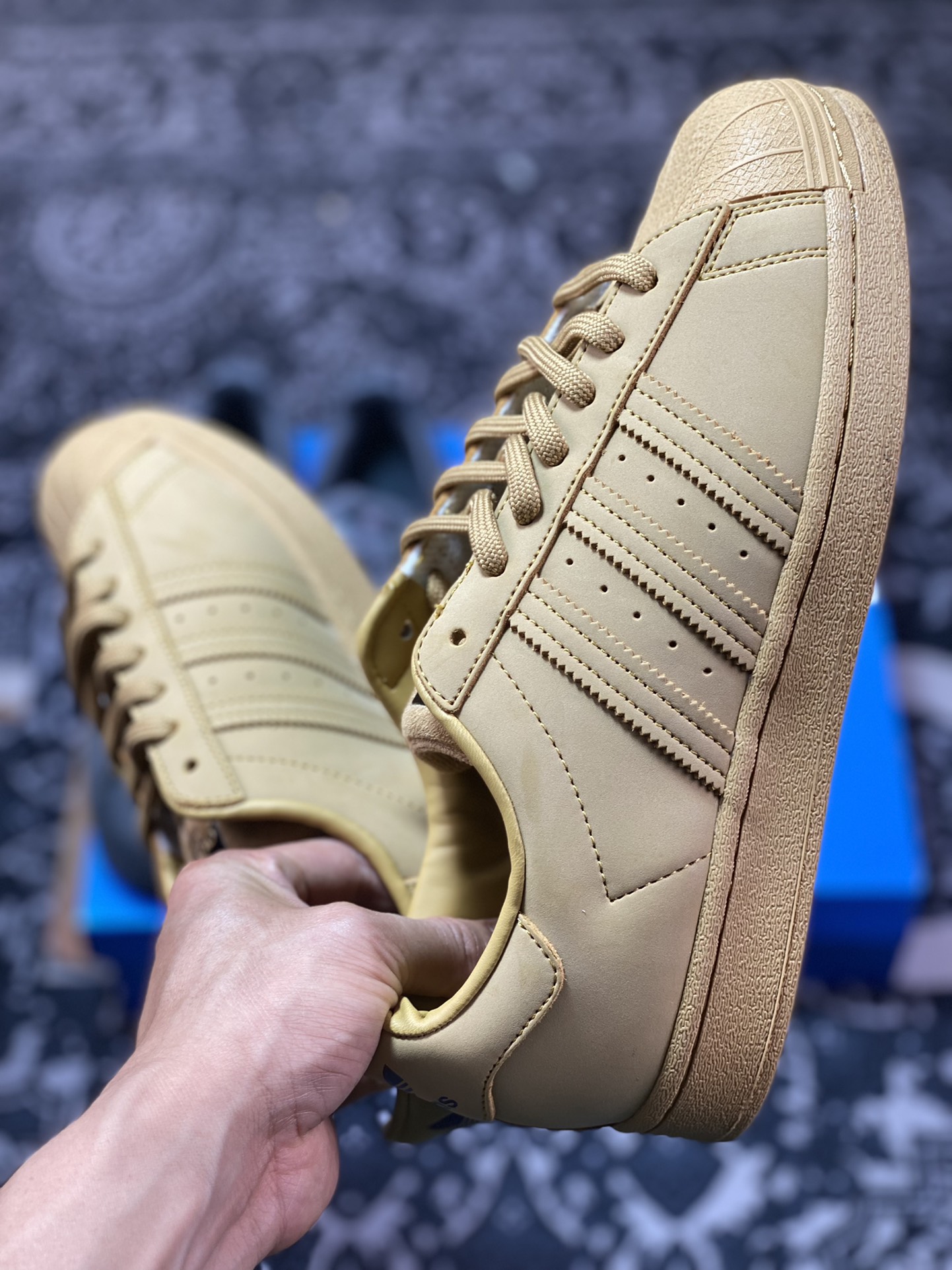 Adidas Originals Superstar W classic shell head series low-top sneakers ”matte wheat yellow black LOGO” GZ4831