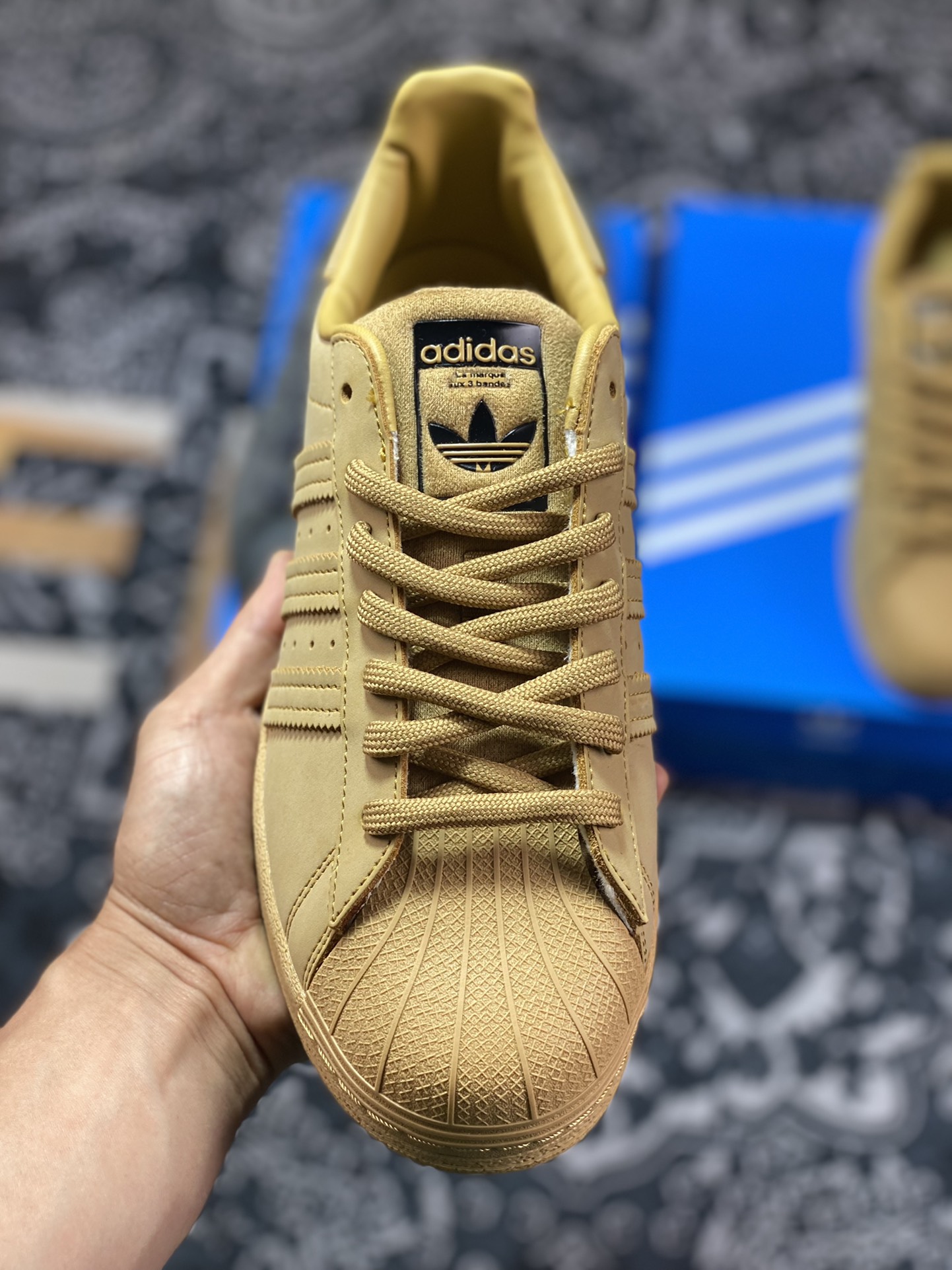 Adidas Originals Superstar W classic shell head series low-top sneakers ”matte wheat yellow black LOGO” GZ4831