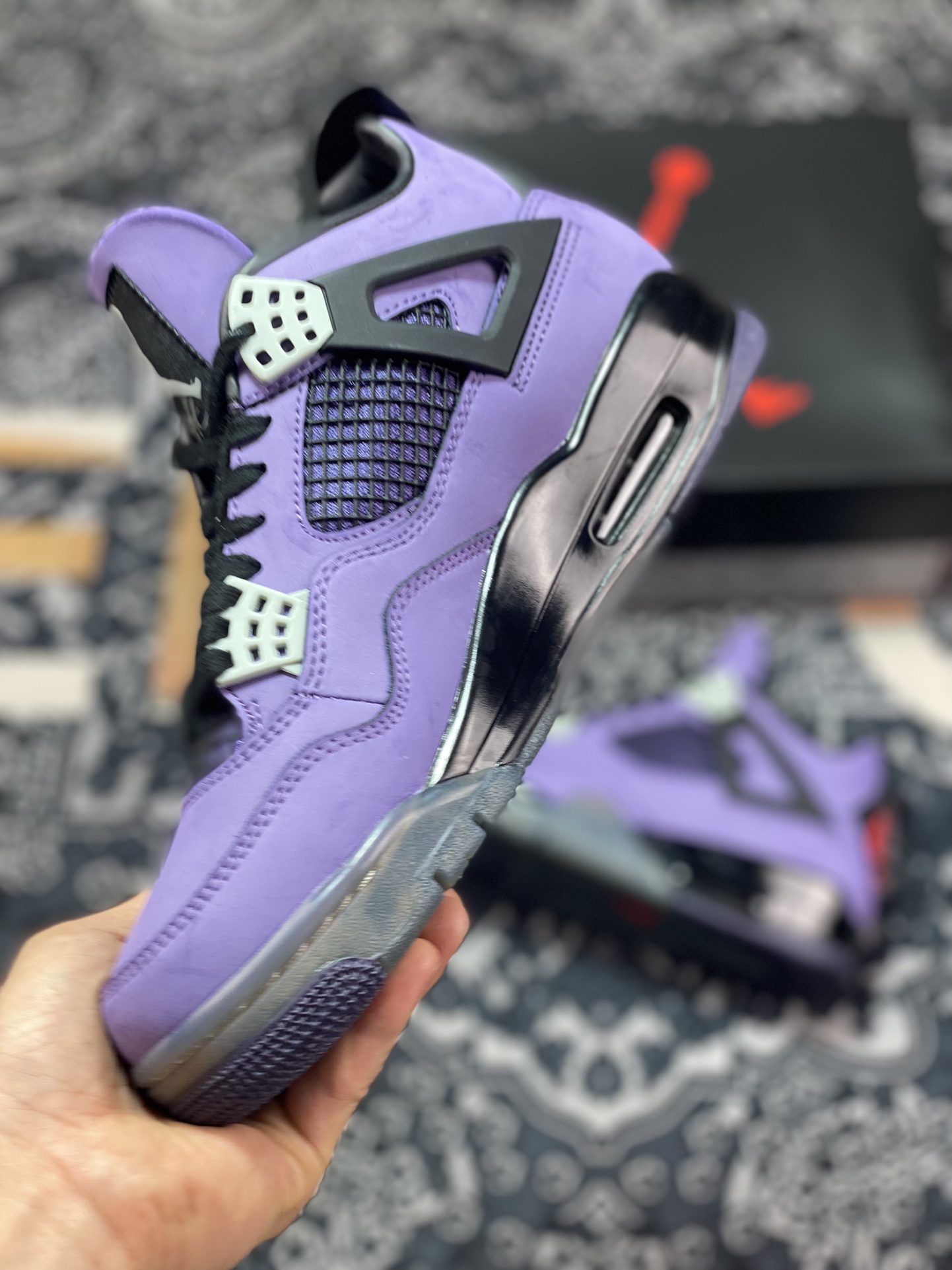 Air Jordan 4 TS Black Purple AJ4-766302 produced by Dongguan factory