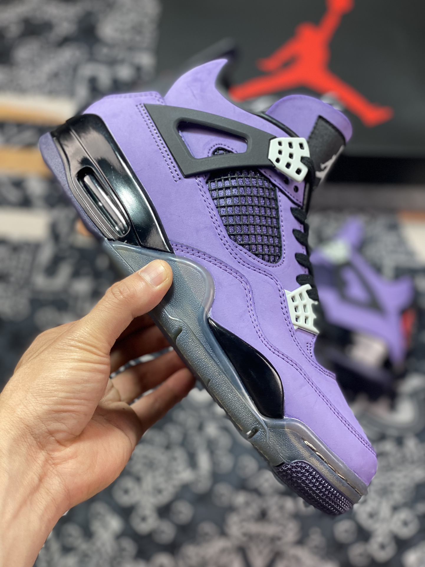 Air Jordan 4 TS Black Purple AJ4-766302 produced by Dongguan factory