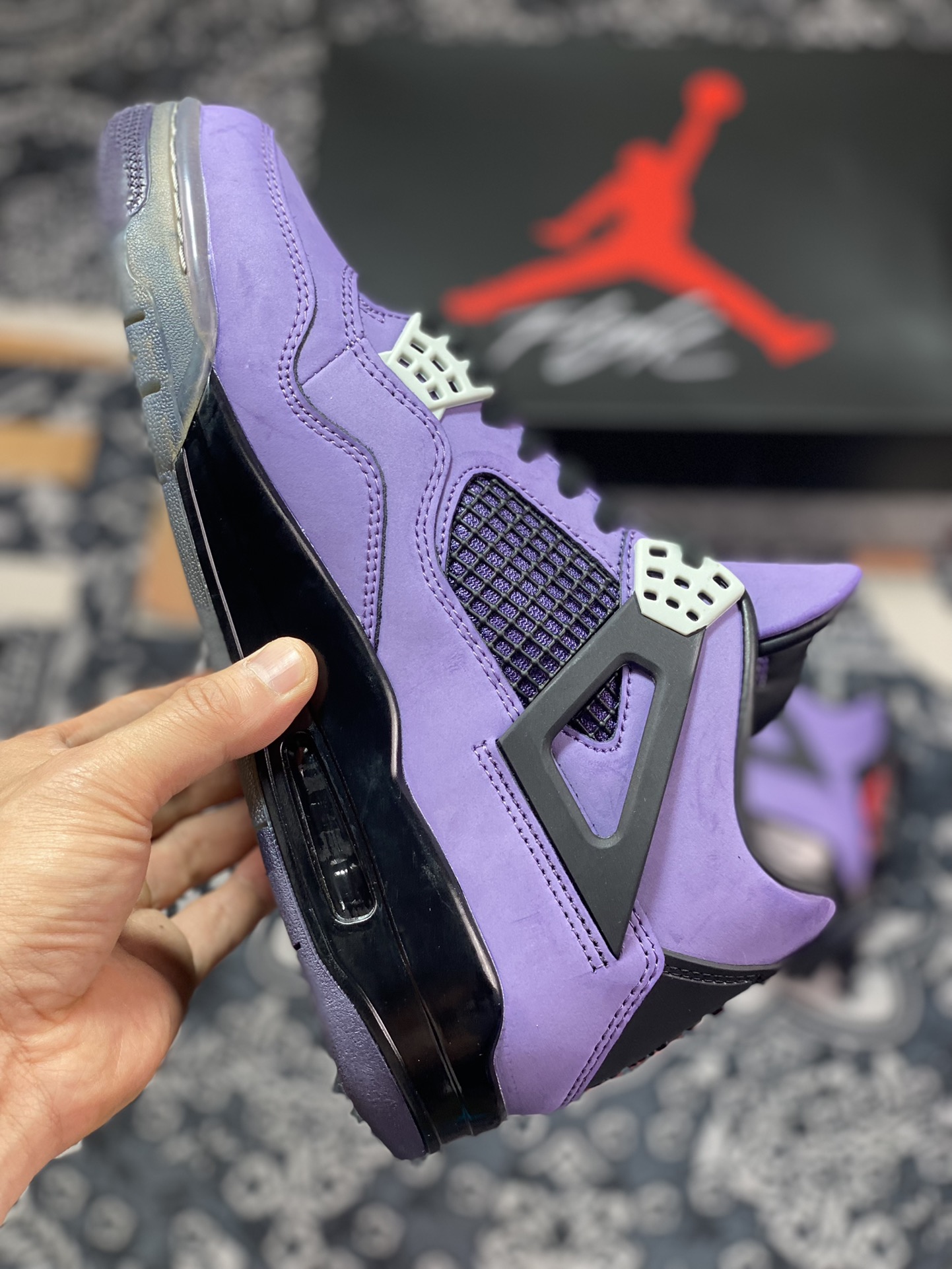 Air Jordan 4 TS Black Purple AJ4-766302 produced by Dongguan factory