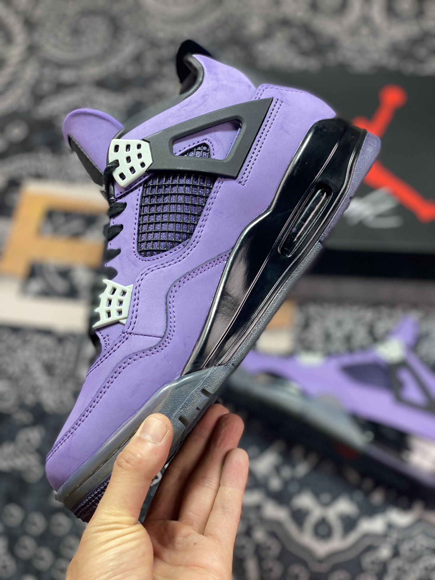 Air Jordan 4 TS Black Purple AJ4-766302 produced by Dongguan factory