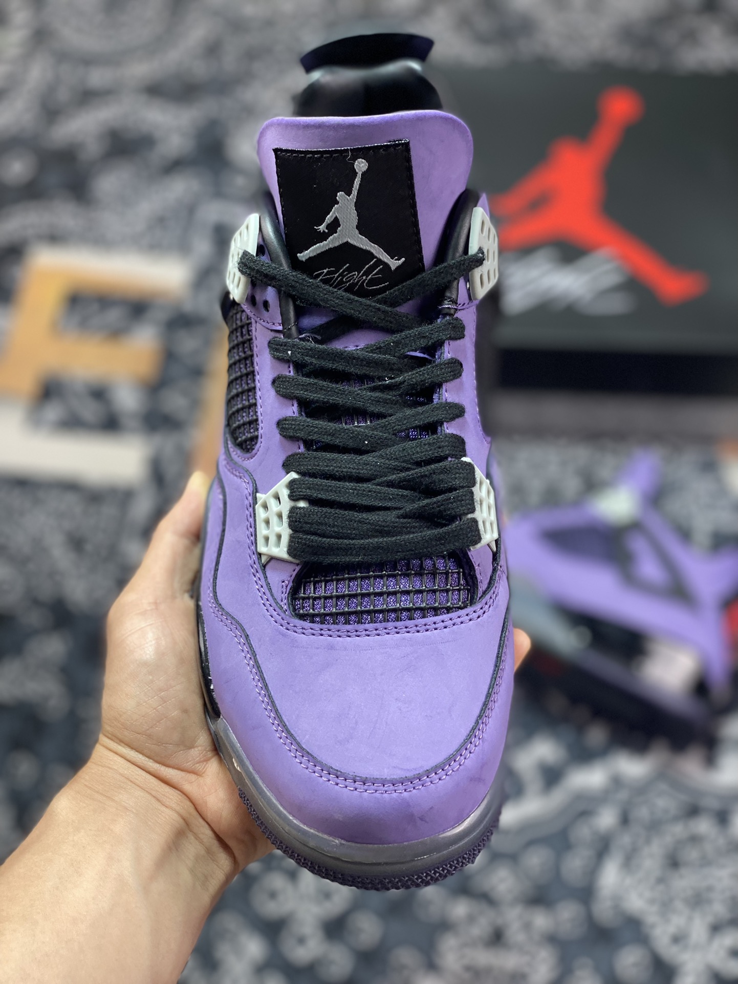 Air Jordan 4 TS Black Purple AJ4-766302 produced by Dongguan factory