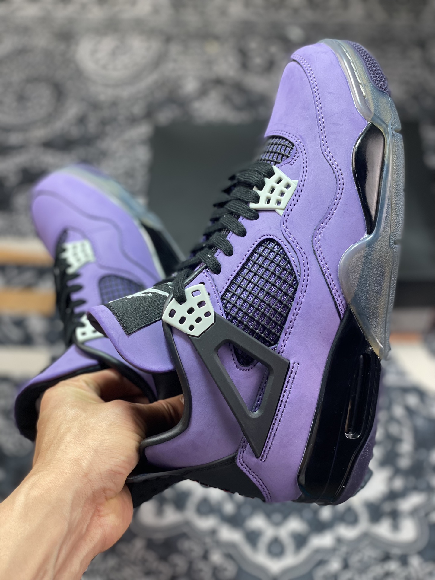 Air Jordan 4 TS Black Purple AJ4-766302 produced by Dongguan factory