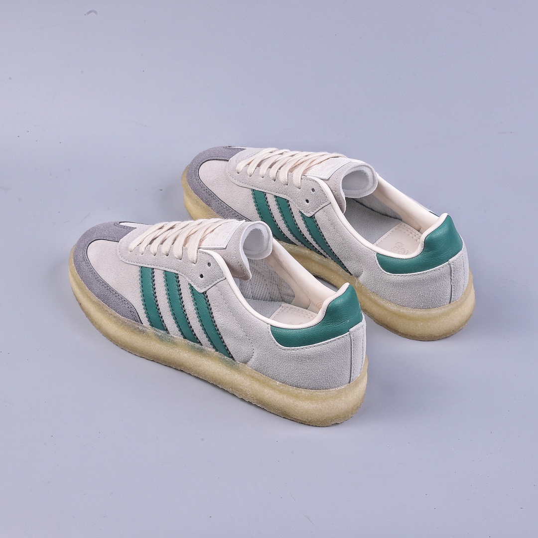 Kith x Clarks x Adidas Originals Samba 8th Street three-party joint beige green samba training shoes ID7297