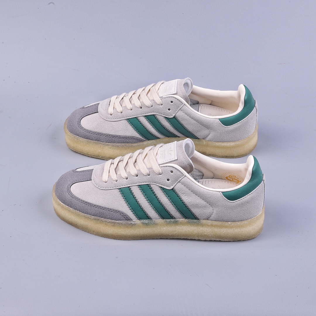 Kith x Clarks x Adidas Originals Samba 8th Street three-party joint beige green samba training shoes ID7297