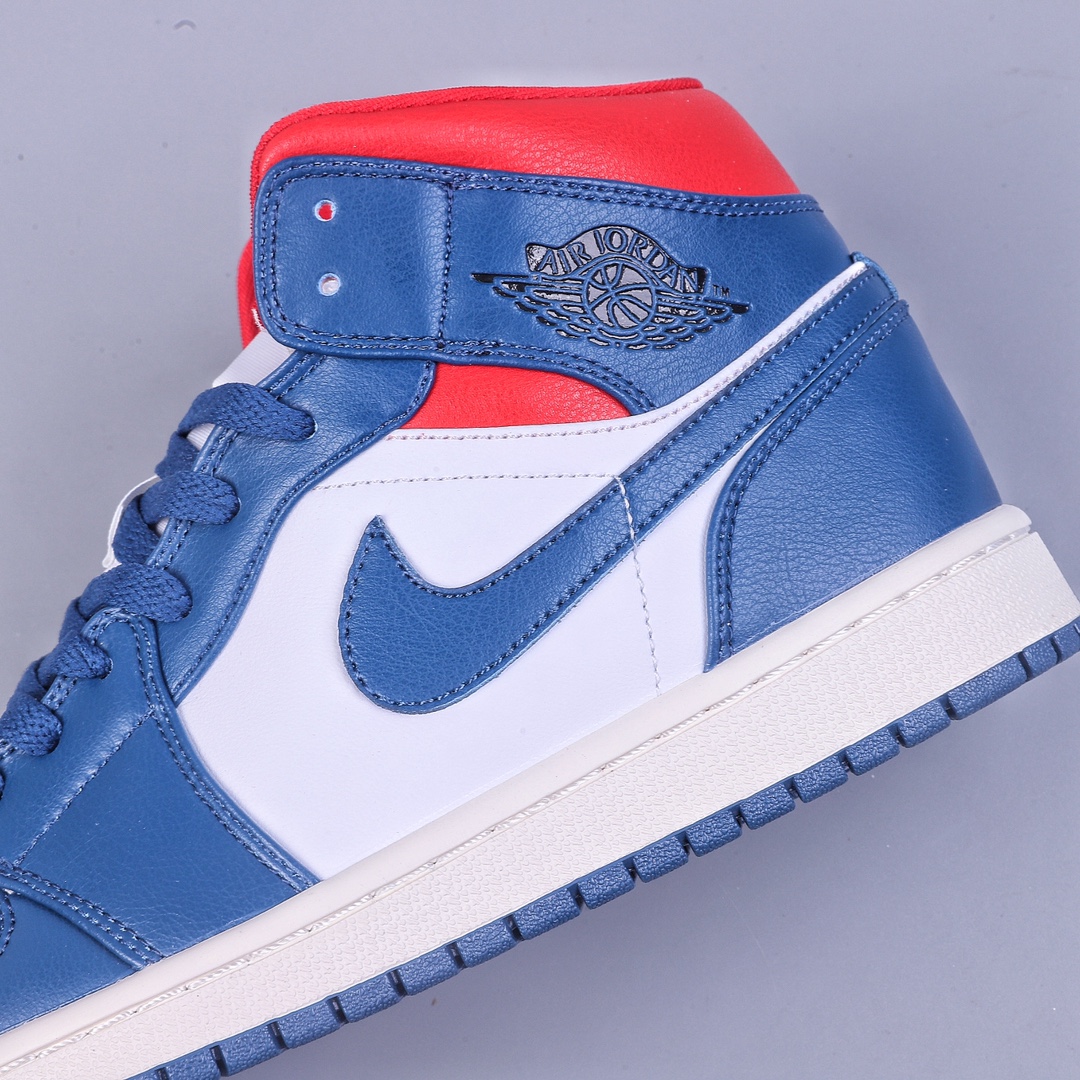 Air Jordan 1 Mid ”French Blue” AJ1 Jordan 1 red and blue stitching