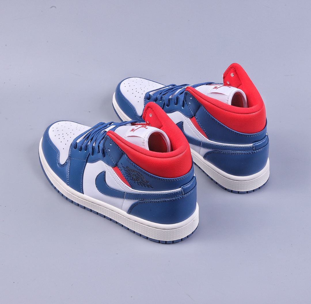 Air Jordan 1 Mid ”French Blue” AJ1 Jordan 1 red and blue stitching