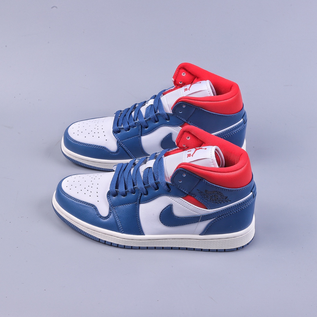 Air Jordan 1 Mid ”French Blue” AJ1 Jordan 1 red and blue stitching