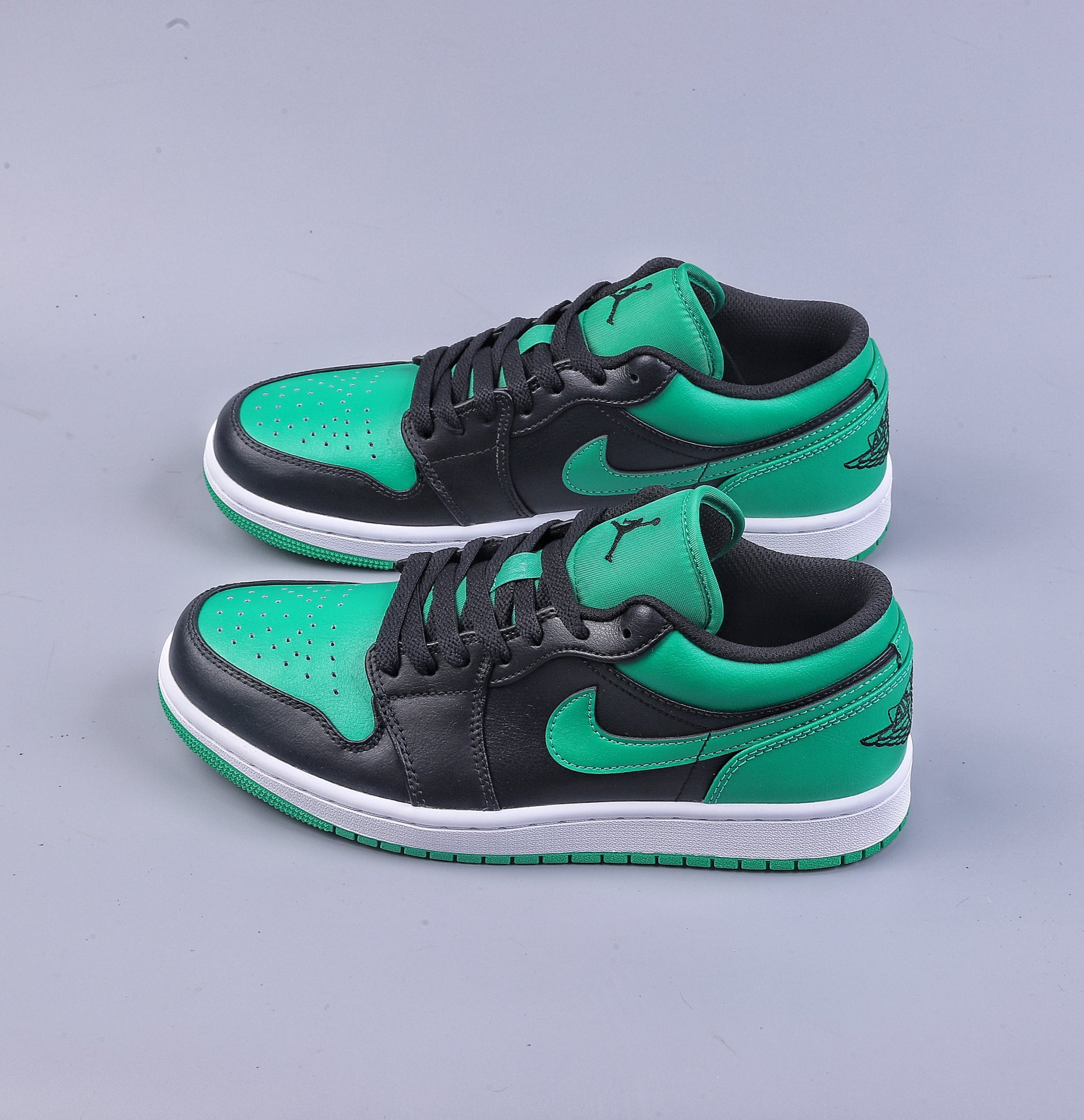 DT Air Jordan AJ1 Low Low-top Series Black Green Toe 553558-065