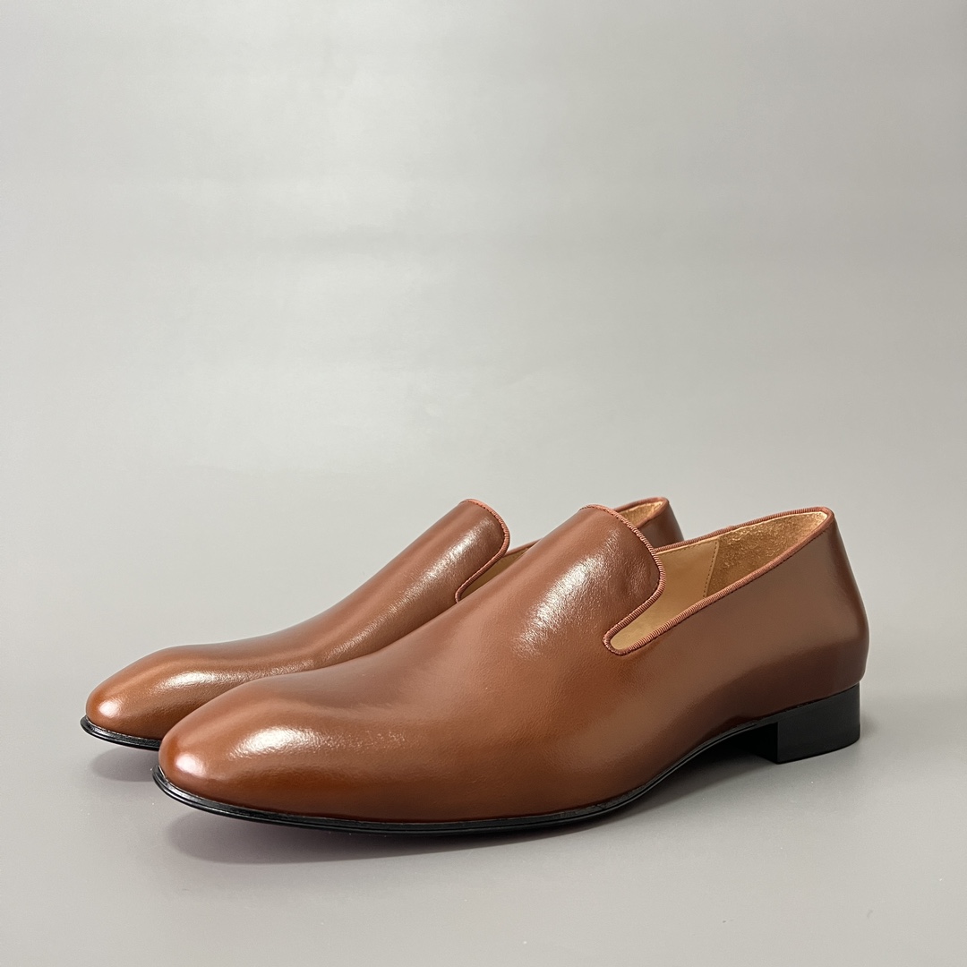 Christian Louboutin Shoes Plain Toe Brown Cowhide Fashion Casual