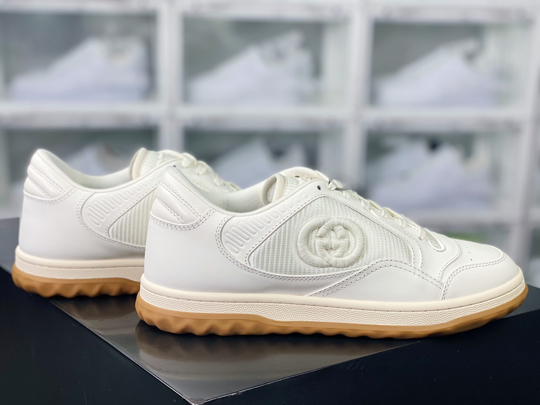 Gucci Mac 80 Low Sneaker series low-top retro versatile casual sports dirty sneakers ”off-white GG embroidered raw rubber sole” 747953 AAB8C 9110