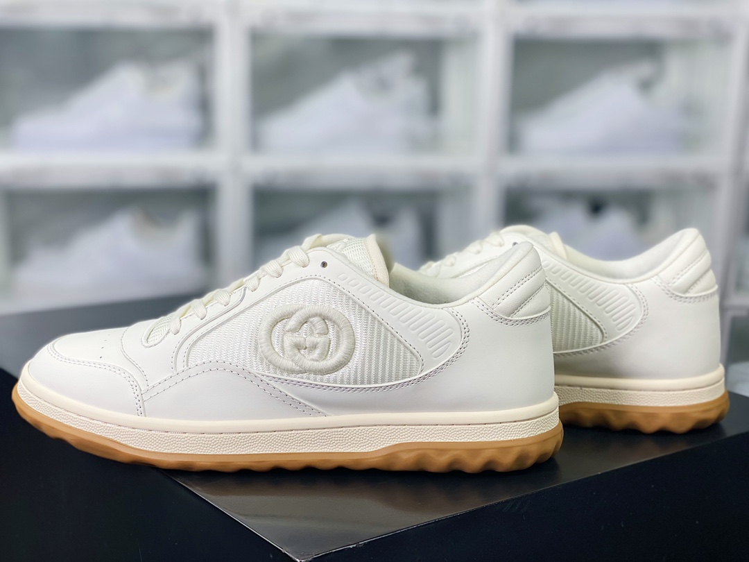 Gucci Mac 80 Low Sneaker series low-top retro versatile casual sports dirty sneakers ”off-white GG embroidered raw rubber sole” 747953 AAB8C 9110