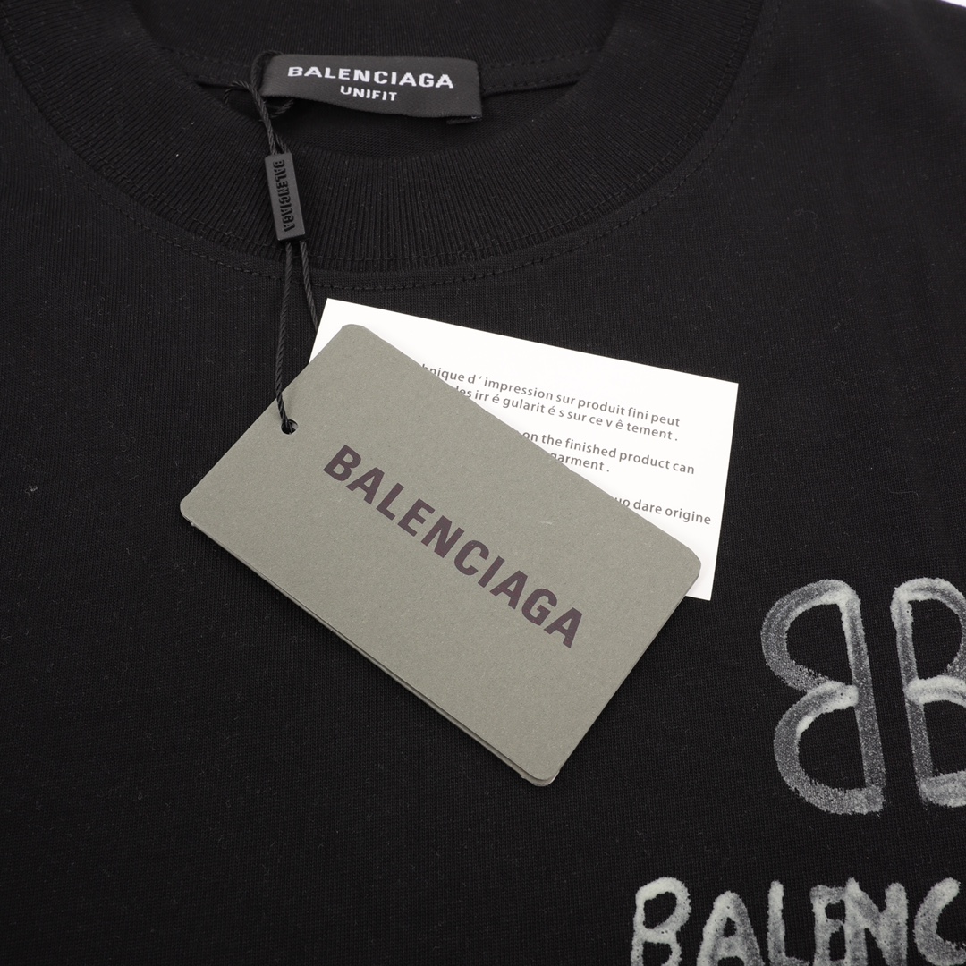 Balenciaga 巴黎世家 2022新款后背双B夜光短袖 夜光粉印花