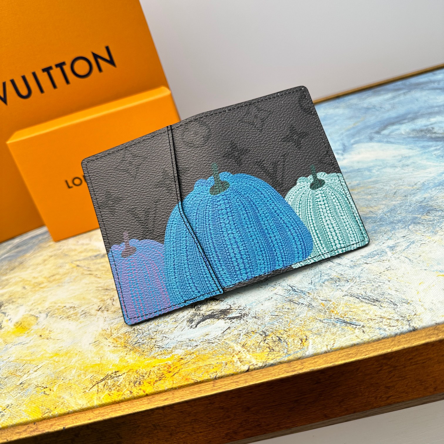 Leather card holder front view