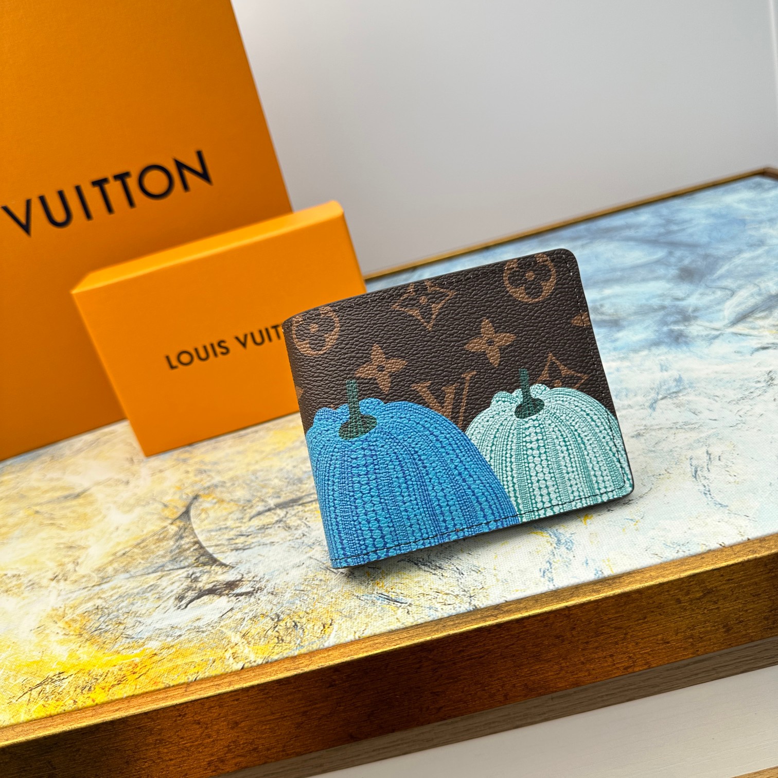Luxury designer wallet front view Monogram Eclipse Reverse