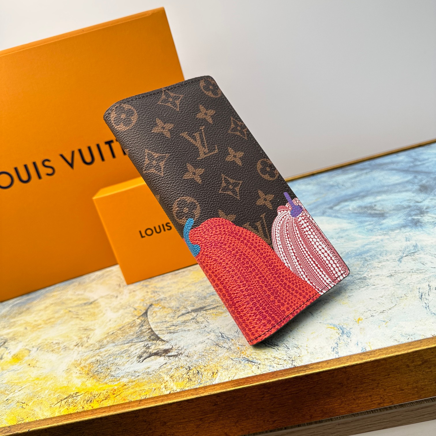 The open view of the premium leather wallet.