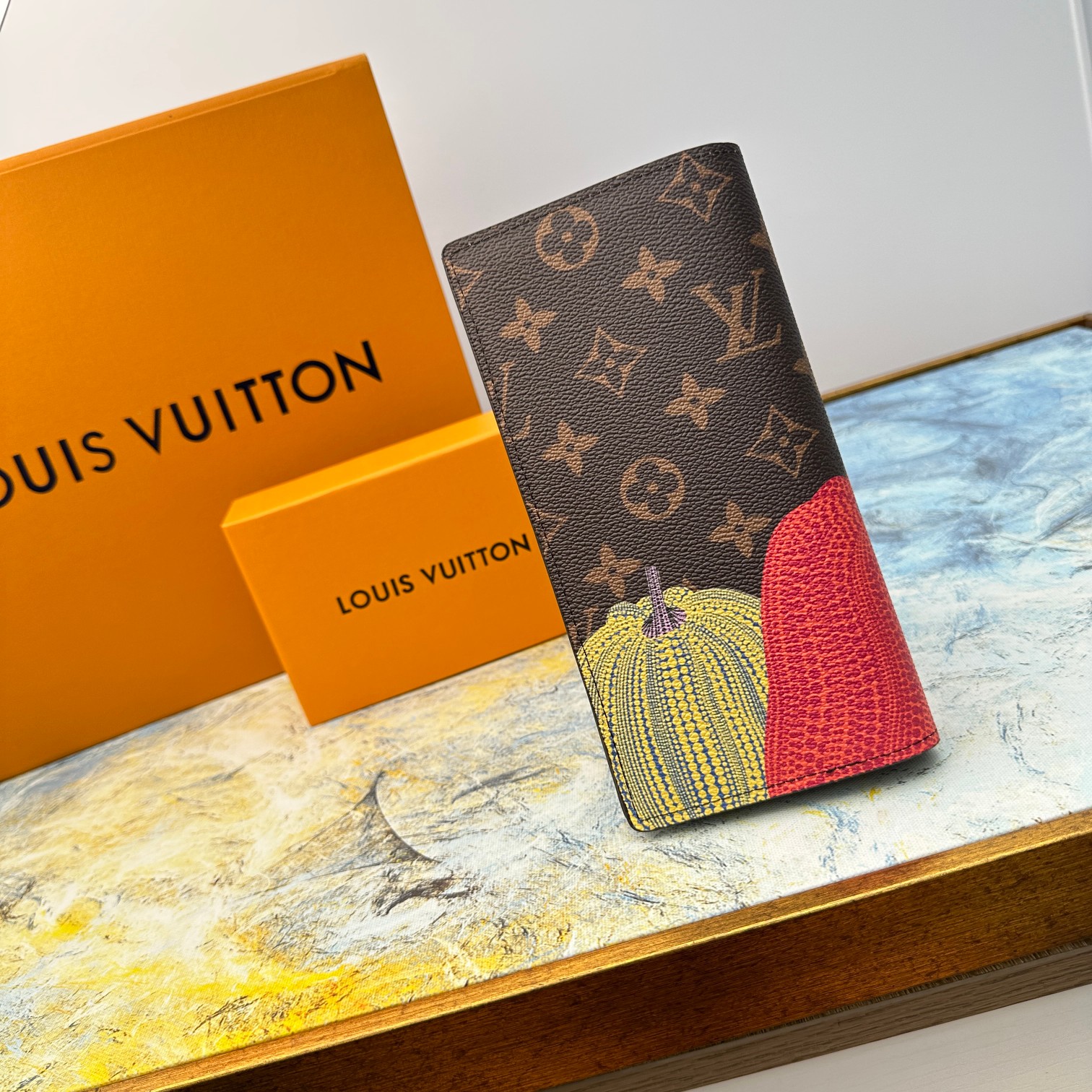 Close-up of the leather texture of the wallet.