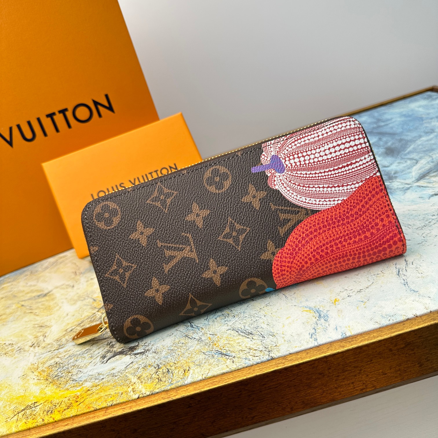 Genuine leather zip around wallet