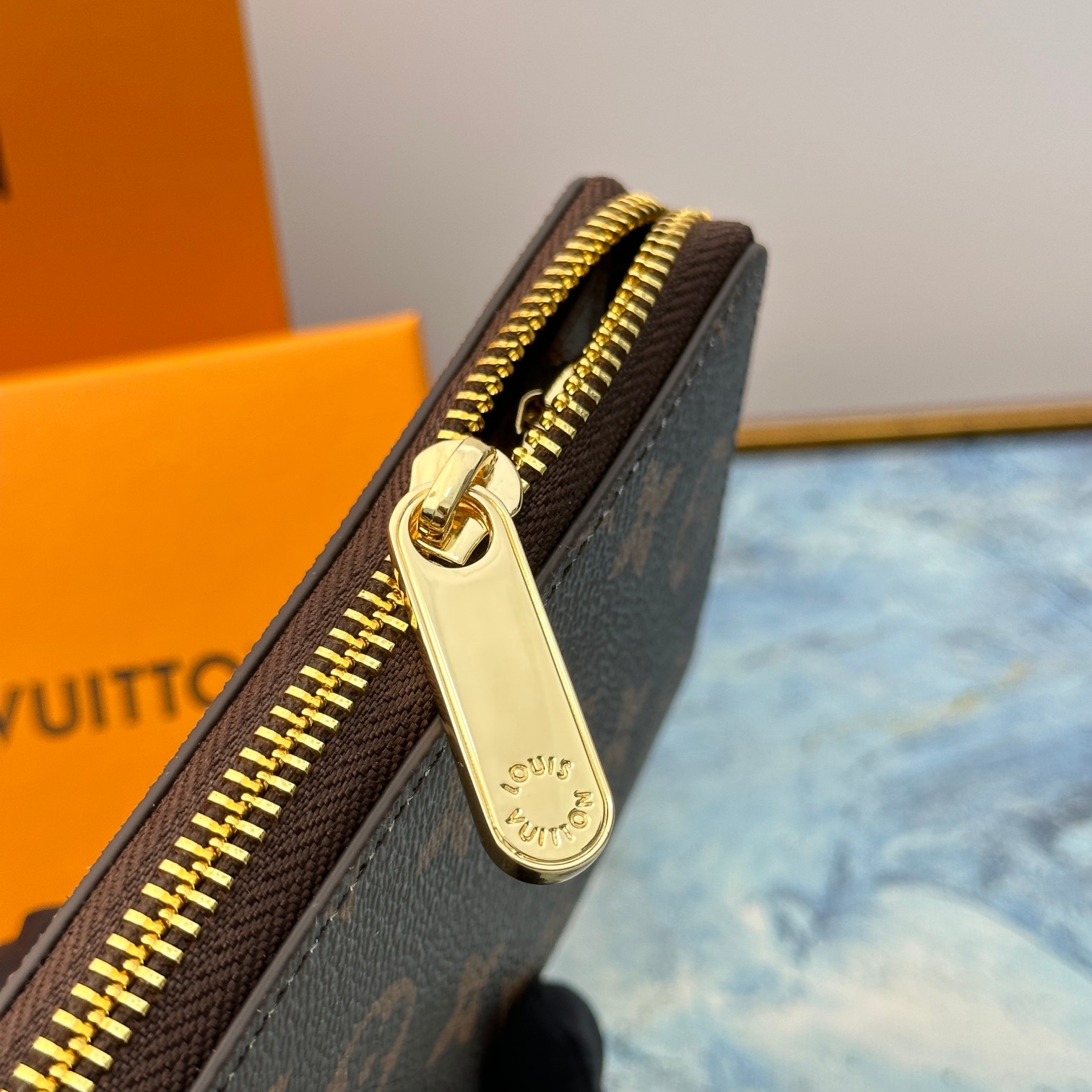 Leather wallet texture detail