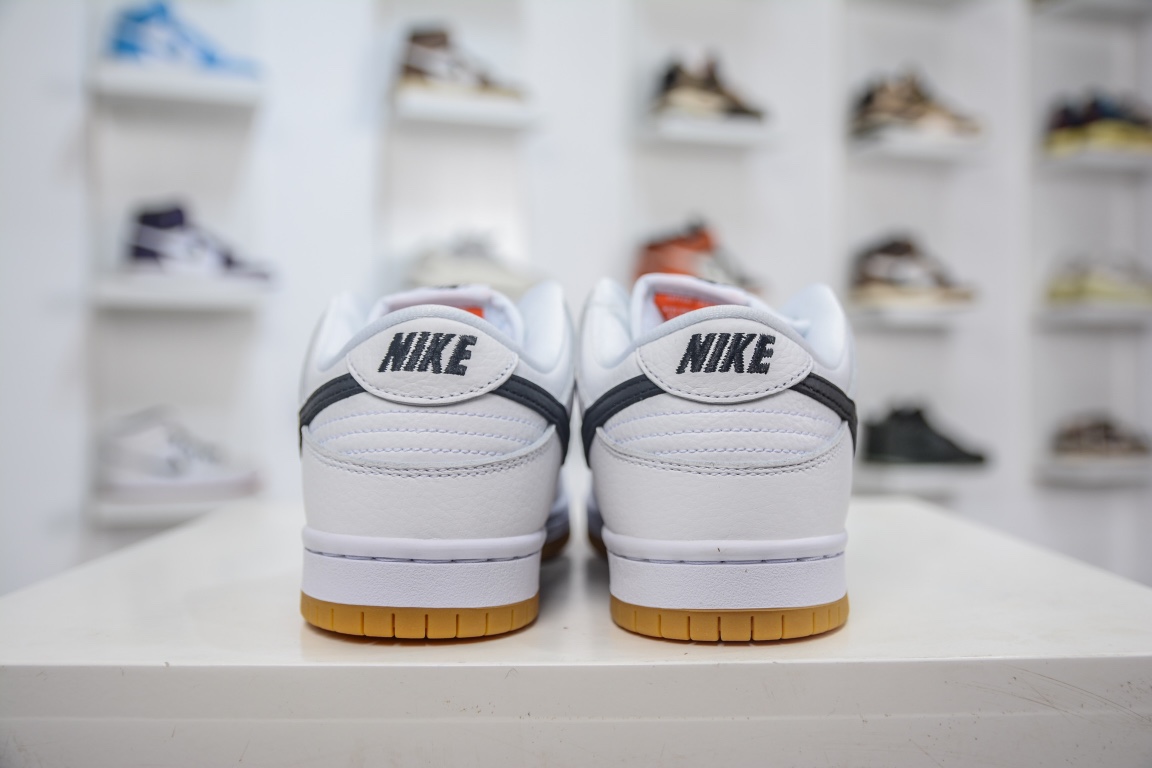 AY version of Nike Dunk SB Low white and black raw rubber CD2563-100