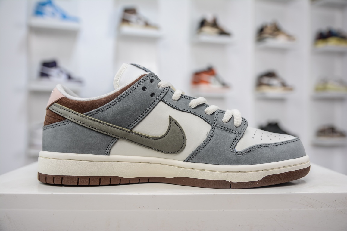 T Pure Original Yuto Horigome x Nike SB Dunk Low Feather Joint Model White Gray Brown FQ1180-001