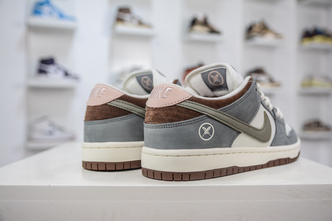 T Pure Original Yuto Horigome x Nike SB Dunk Low Feather Joint Model White Gray Brown FQ1180-001