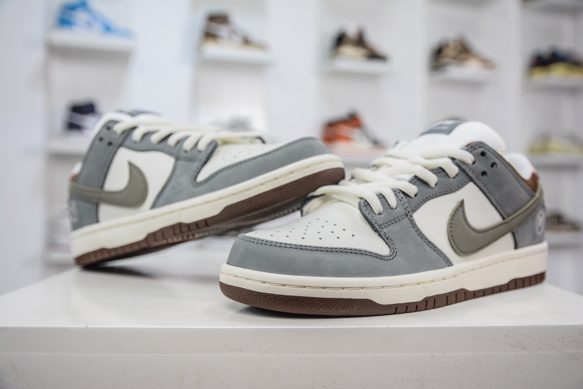 T Pure Original Yuto Horigome x Nike SB Dunk Low Feather Joint Model White Gray Brown FQ1180-001