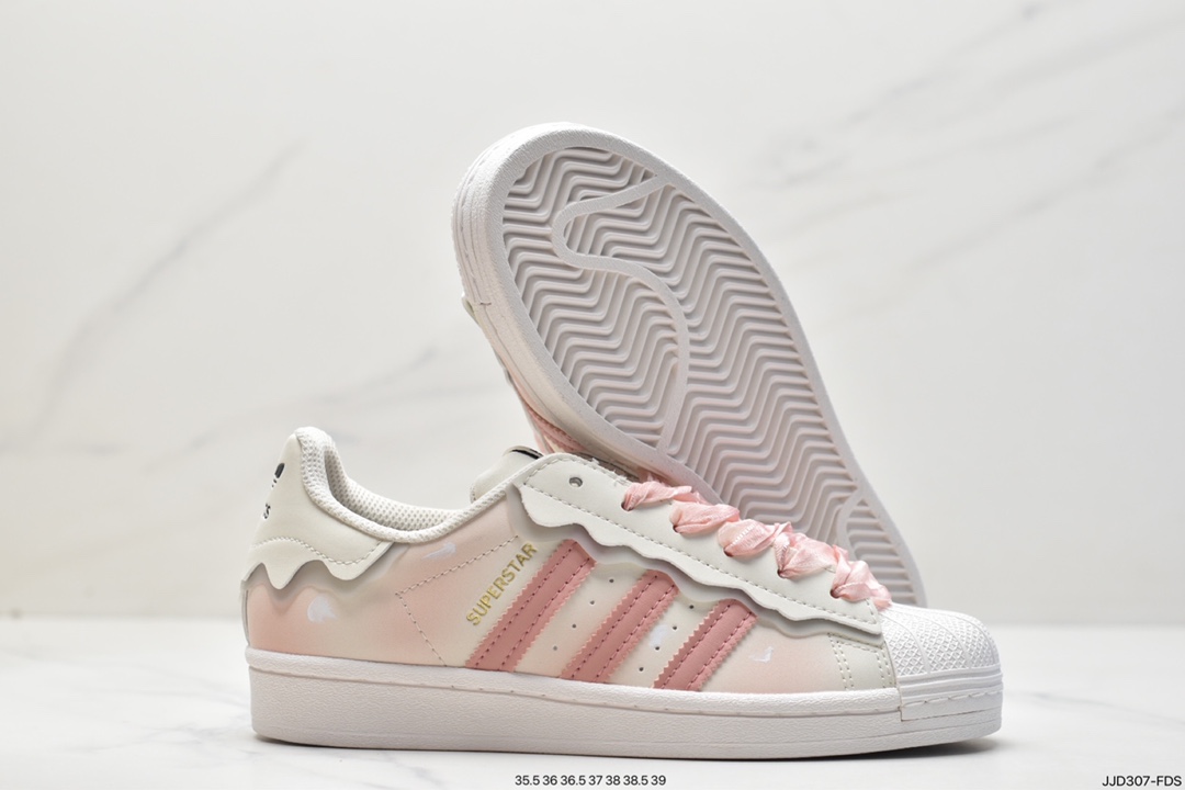 adidas/clover top layer leather shell head SUPERSTAR couple sneakers IE6976